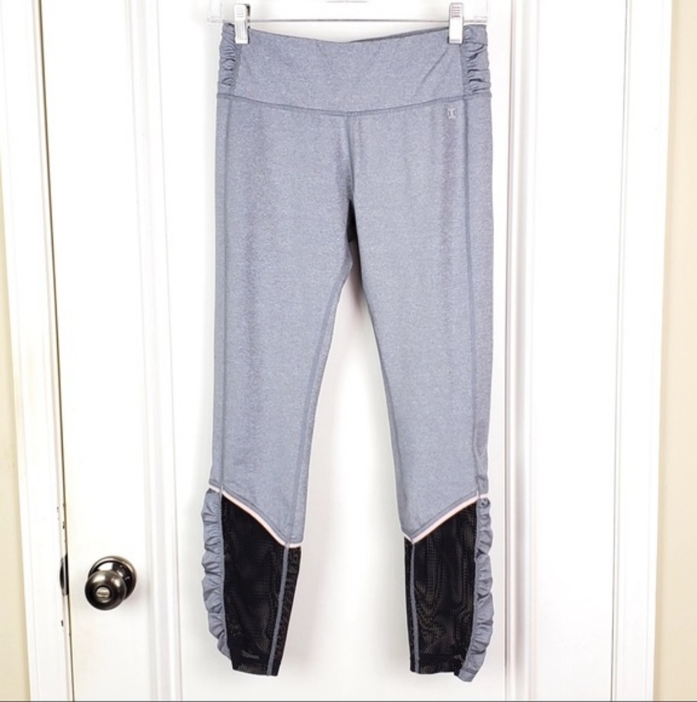 Ivanka Trump Grey Ruffled Mesh Leggings Xs